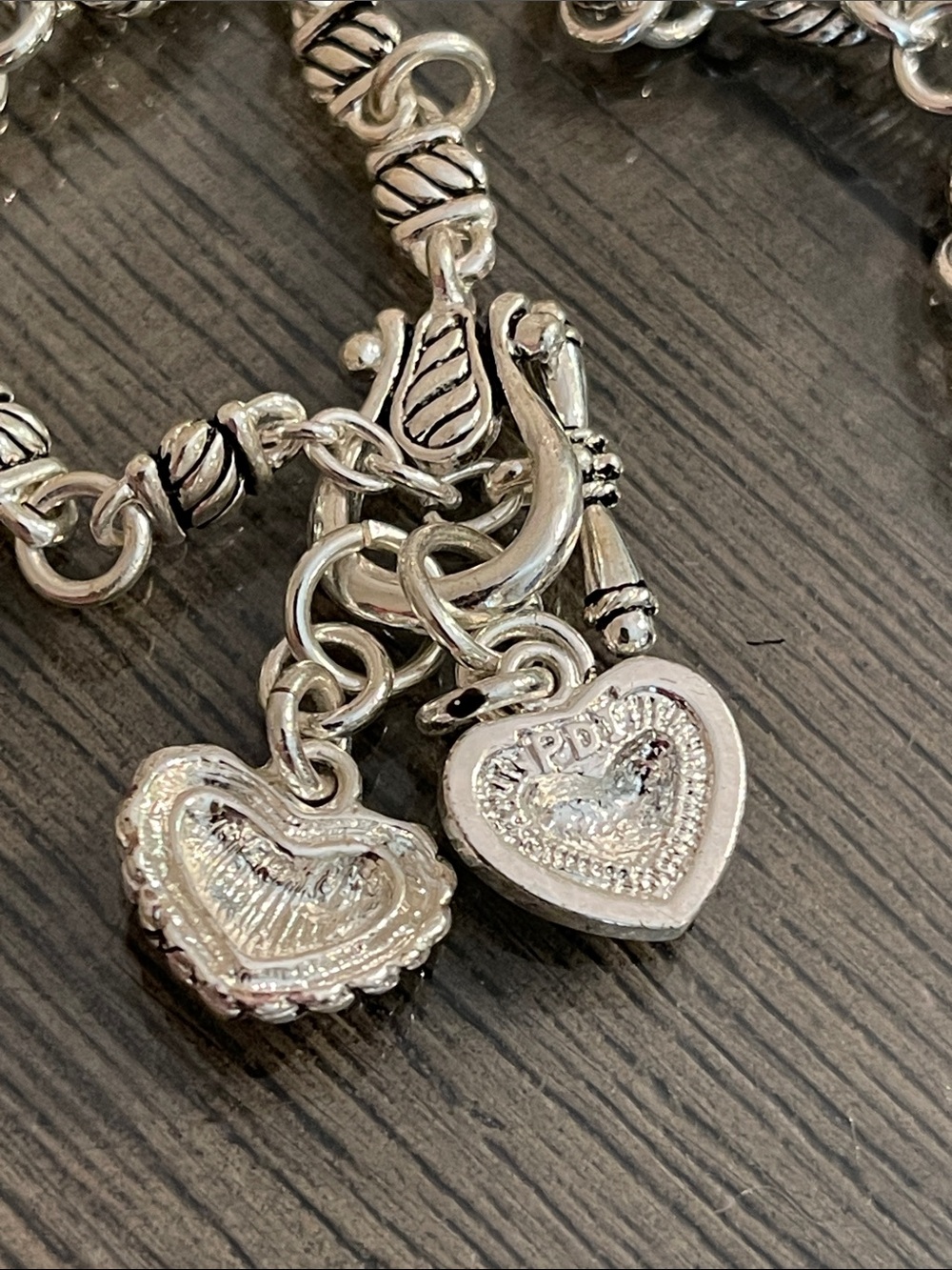 Vintage Premier Designs “Two Hearts” Silver-tone Toggle Cable Chain Necklace - Picture 4 of 14